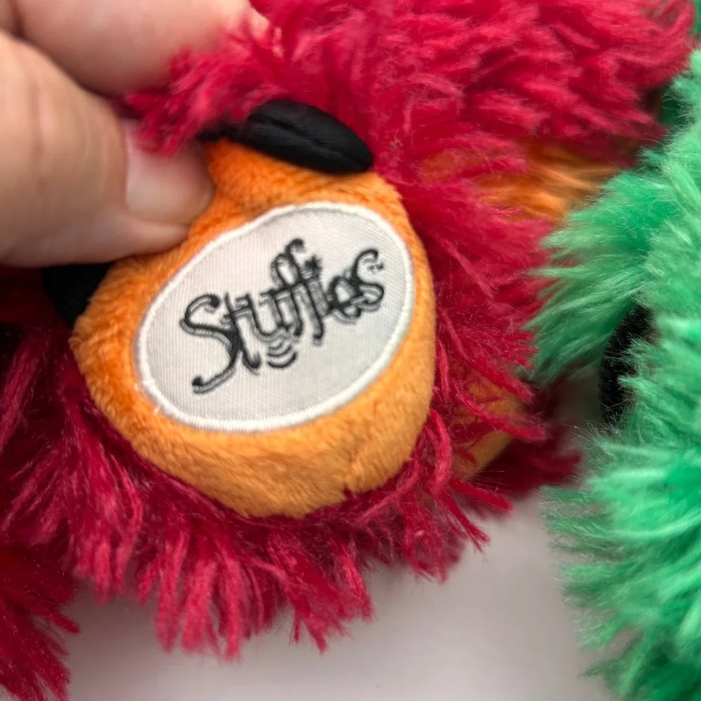 Stuffies Puzzlers Plush Dragon Set Red Green Shaggy Monster Zipper Pocket 2014